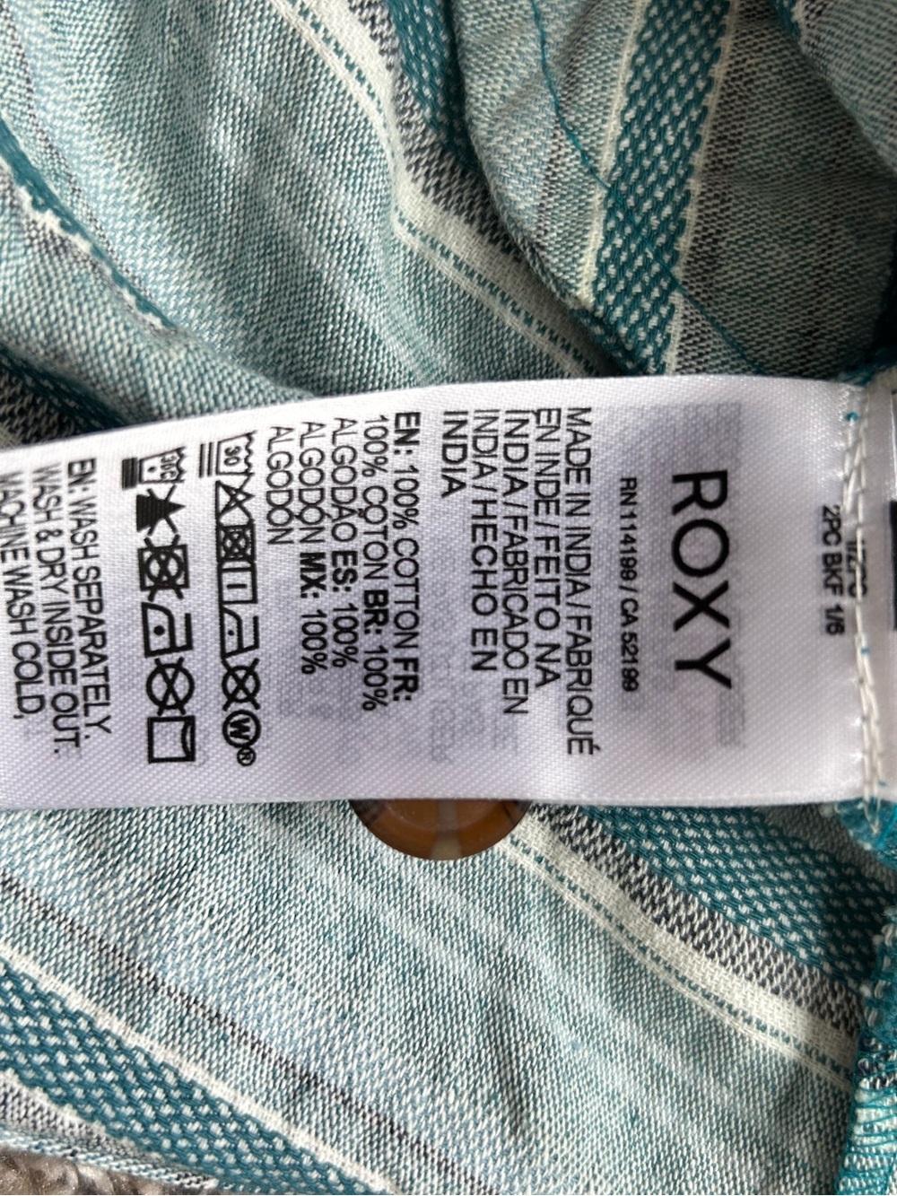 Roxy Sweeter Dreams Aqua Blue Striped 100% Cotton Summer Dress size XL - Picture 10 of 11